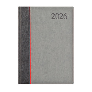 Agenda B5 heti Top Timer Groovy antracit-piros-szürke borítóval, fehér lap 2026.év