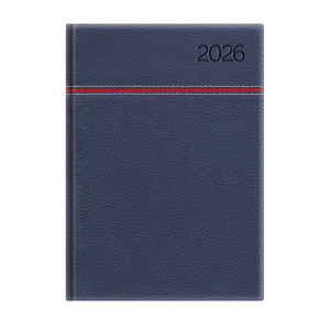 Agenda A5 napi Top Timer Young kék-piros csík borítóval, fehér lap 2026.év