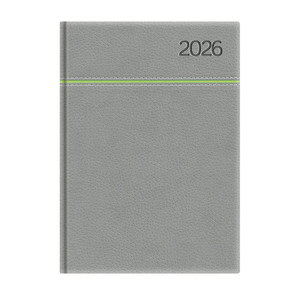 Agenda A5 napi Top Timer Young szürke-zöld borítóval, fehér lap 2026.év
