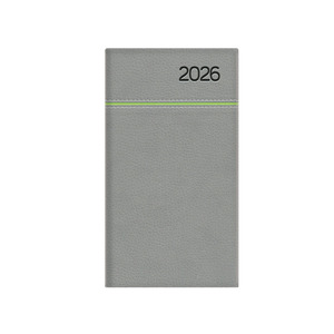 Zsebnaptár Top Timer Young heti szürke-zöld, álló elrendezés, fehér lapok 2026.év