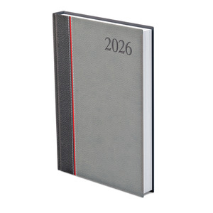 Agenda A5 napi Top Timer Groovy antracit-piros-szürke borítóval, fehér lap 2026.év