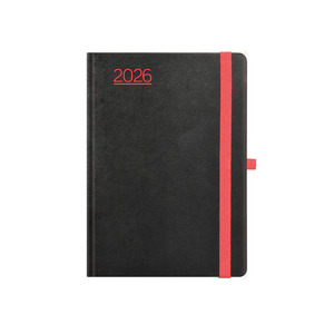 Agenda B6 heti Top Timer Nero fekete-piros borítóval, fehér lap 2026.év