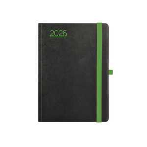 Agenda B6 heti Top Timer Nero fekete-zöld borítóval, fehér lap 2026.év