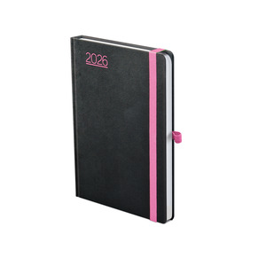 Agenda B6 heti Top Timer Nero fekete-pink borítóval, fehér lap 2026.év