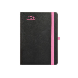 Agenda B6 heti Top Timer Nero fekete-pink borítóval, fehér lap 2026.év