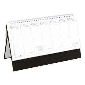 Asztali naptár Top Timer T051 fehér tömbös, álló fekete műbőrbevont karton hátlappal, félórás beosztás, 325x155mm 2026.év