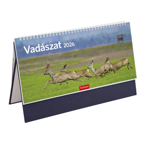 Asztali naptár Top Timer Mediterrán, fehér tömbös, álló kék műbőrbevont karton hátlappal, 325x155mm,  2026.év