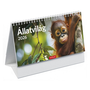 Asztali naptár Top Timer Állatvilág, csonkalapos, fehér tömbös, álló fekete műbőrbevont karton hátlappal 2026.év