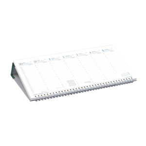 Asztali naptár Top Timer T050 fehér tömbös, fekvő zöld műbőrbevont karton hátlappal, félórás beosztás, 325x155mm 2026.év