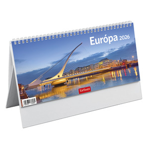 Asztali naptár Top Timer Europa, fehér tömbös, álló karton hátlappal, 325x155mm  2026.év