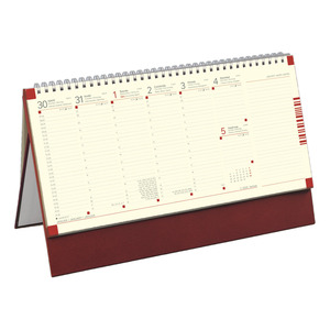 Top Timer Classic C051 Asztali naptár fehér tömbös, álló bordó műbőrbevont karton hátlappal, 325x155mm 2026.év