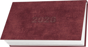 Zsebnaptár fekvő, fehér lapokkal bordó 2026.év