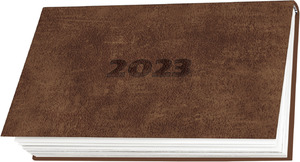 Zsebnaptár fekvő, fehér lapokkal , barna, 2026.év