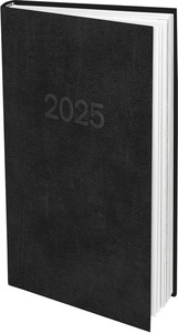 Zsebnaptár, álló, fehér lapokkal fekete borító, 2025.év