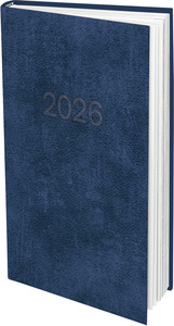 Zsebnaptár, álló, fehér lapokkal kék, 2026.év
