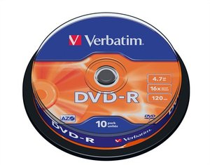 Verbatim DVD-R 16x, 10db/henger (AZO)