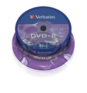 Verbatim DVD+R 4,7 GB 16x, 25db/henger (AZO)