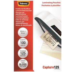 Lamináló fólia Fellowes 60x90mm 125mikron 100 db/csomag