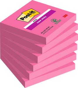 Öntapadó jegyzettömb, 76x76 mm, 90 lap, 3M POSTIT Super Sticky, pink