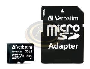 Mem&oacute;riak&aacute;rtya, microSDHC, 32GB, CL10/U1, 90/10 MB/s, adapter, VERBATIM Premium