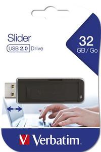 Pendrive, 32GB, USB 2.0, 10/4MB/sec, VERBATIM PinStripe, fekete