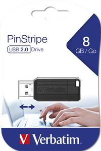 USB drive Verbatim 8 GB Pin Stripe 10/4 MB/sec, fekete